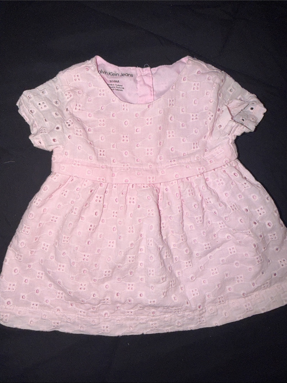 Calvin Klein Jeans Light Pink Eyelet Short Sleeve Dress